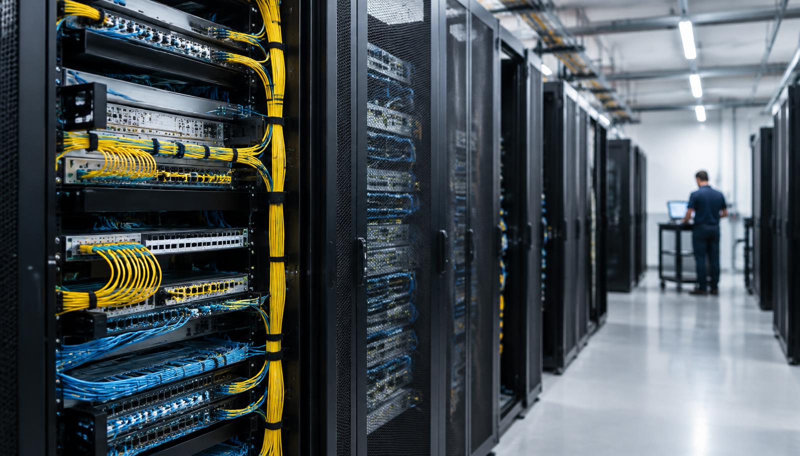 Server racks and customer equipment in a live data hall