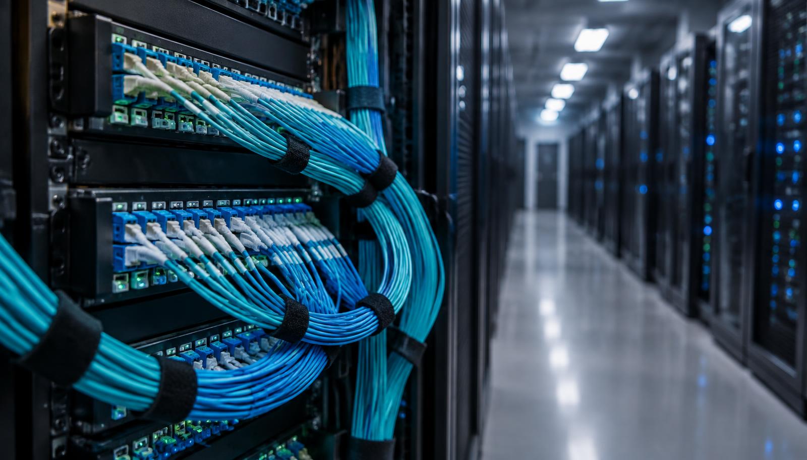 Fiber specialists environment inside a data center